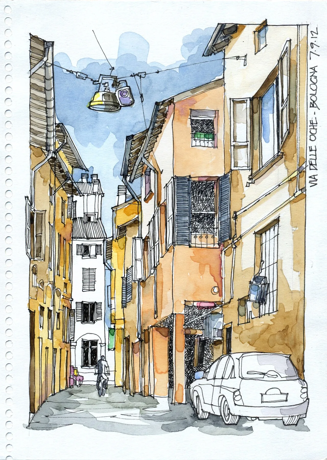Boceto urbano en Via Delle Oche, Bologna